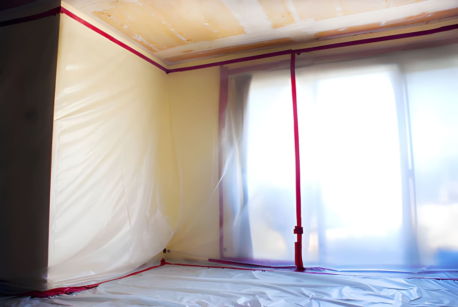 Asbestos interior of an apartment during asbestos abatement