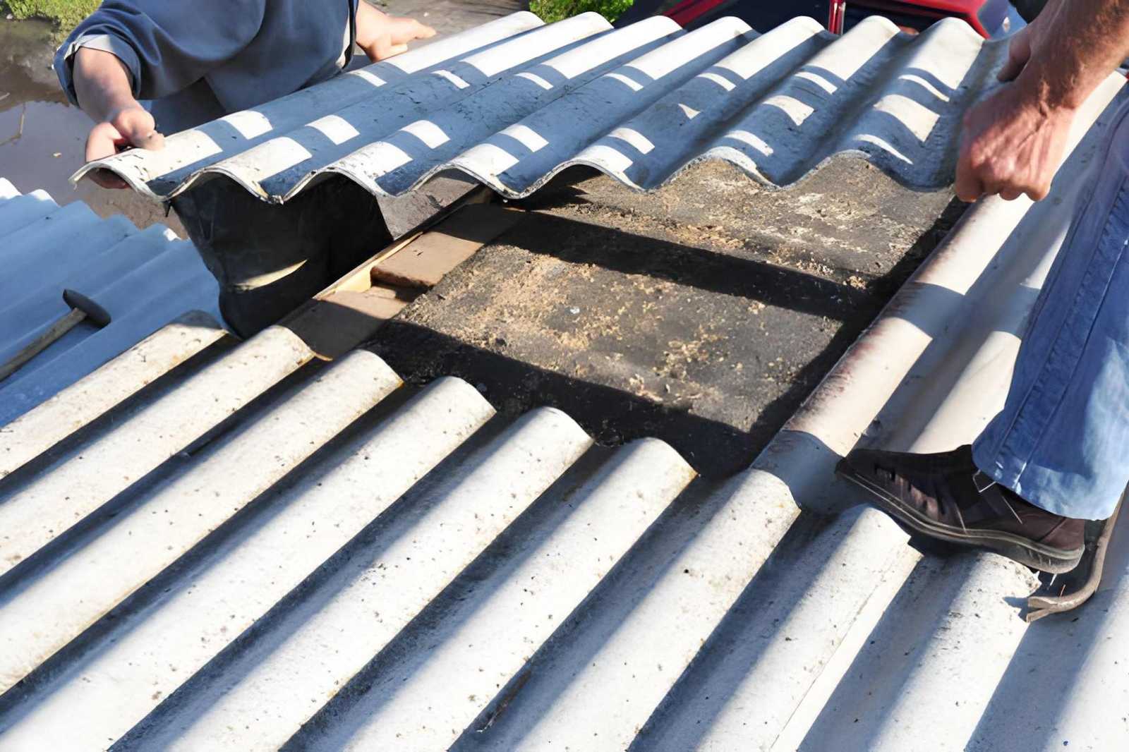 Asbestos removal team working