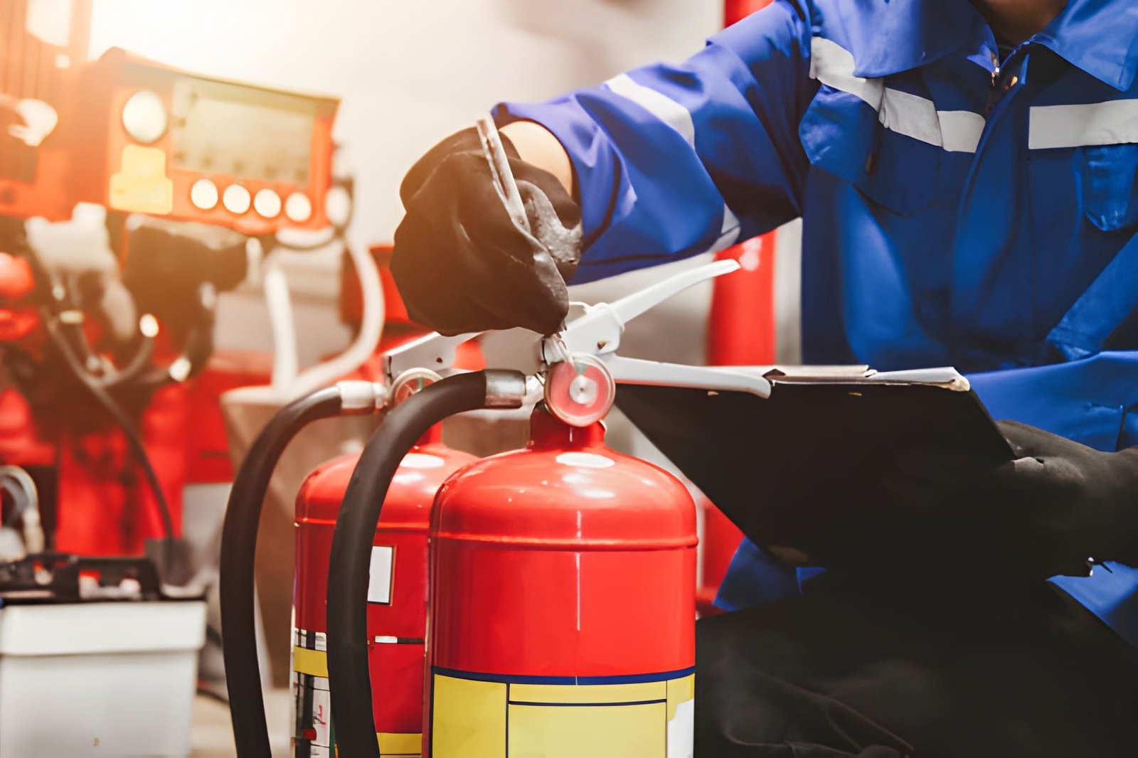 Engineer check fire suppression system check fire extinguisher