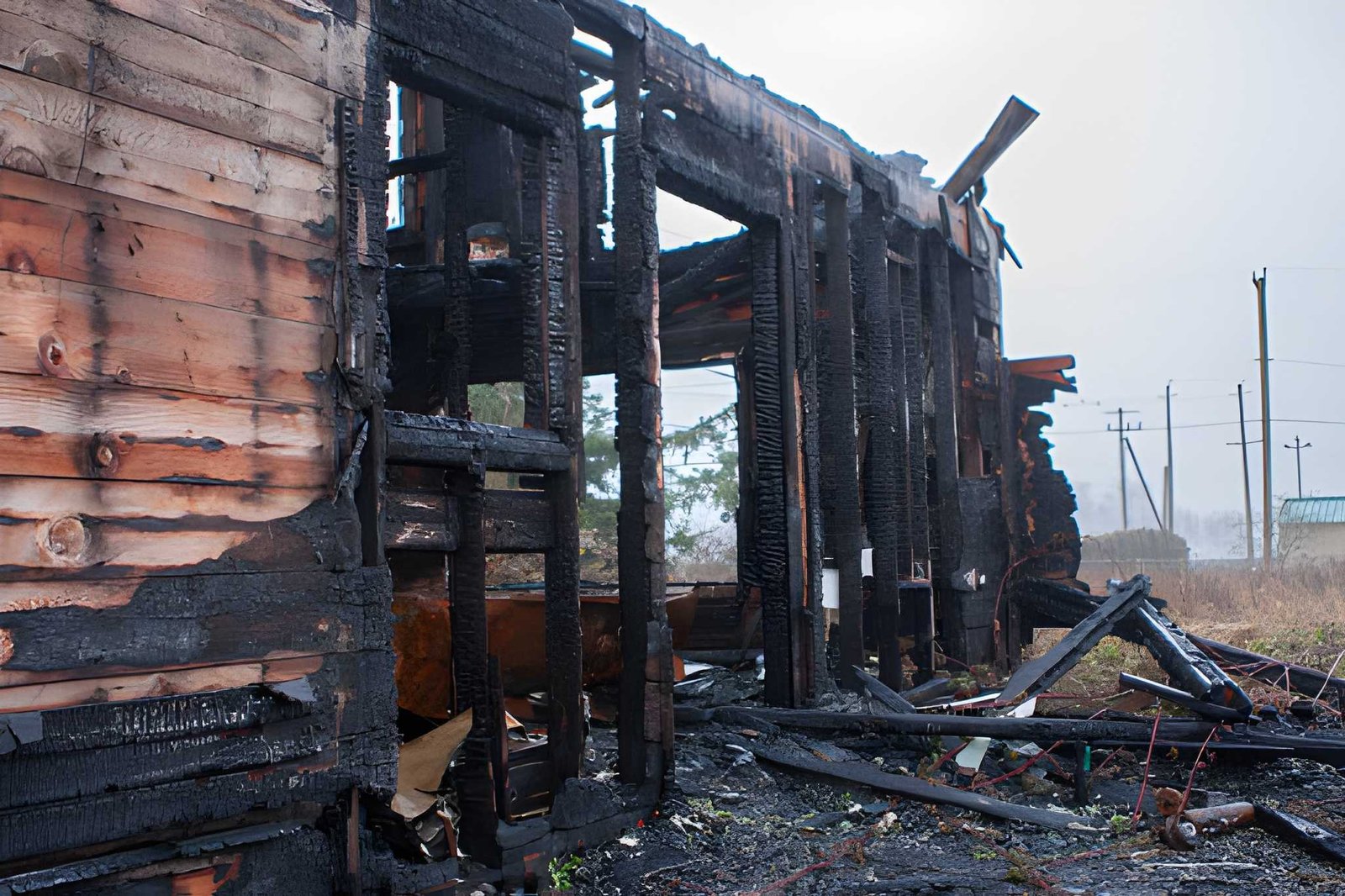 Fire damage to house