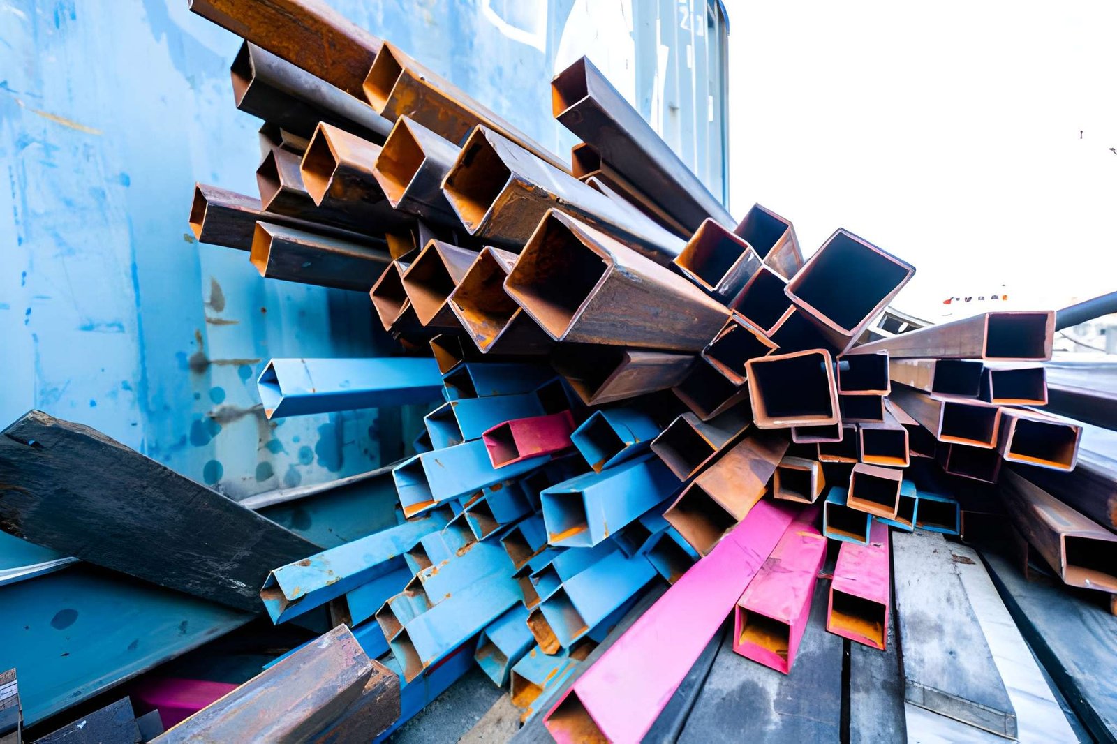 Metal scrap in a waste sorting container