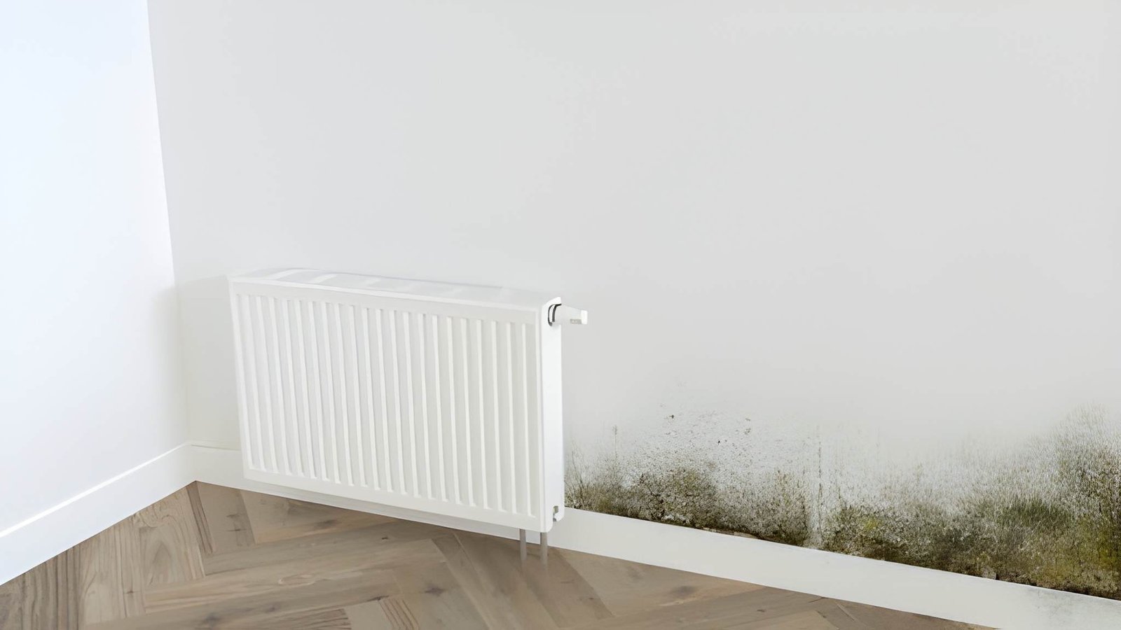 Moldy wall 3d rendering of an apartment wall