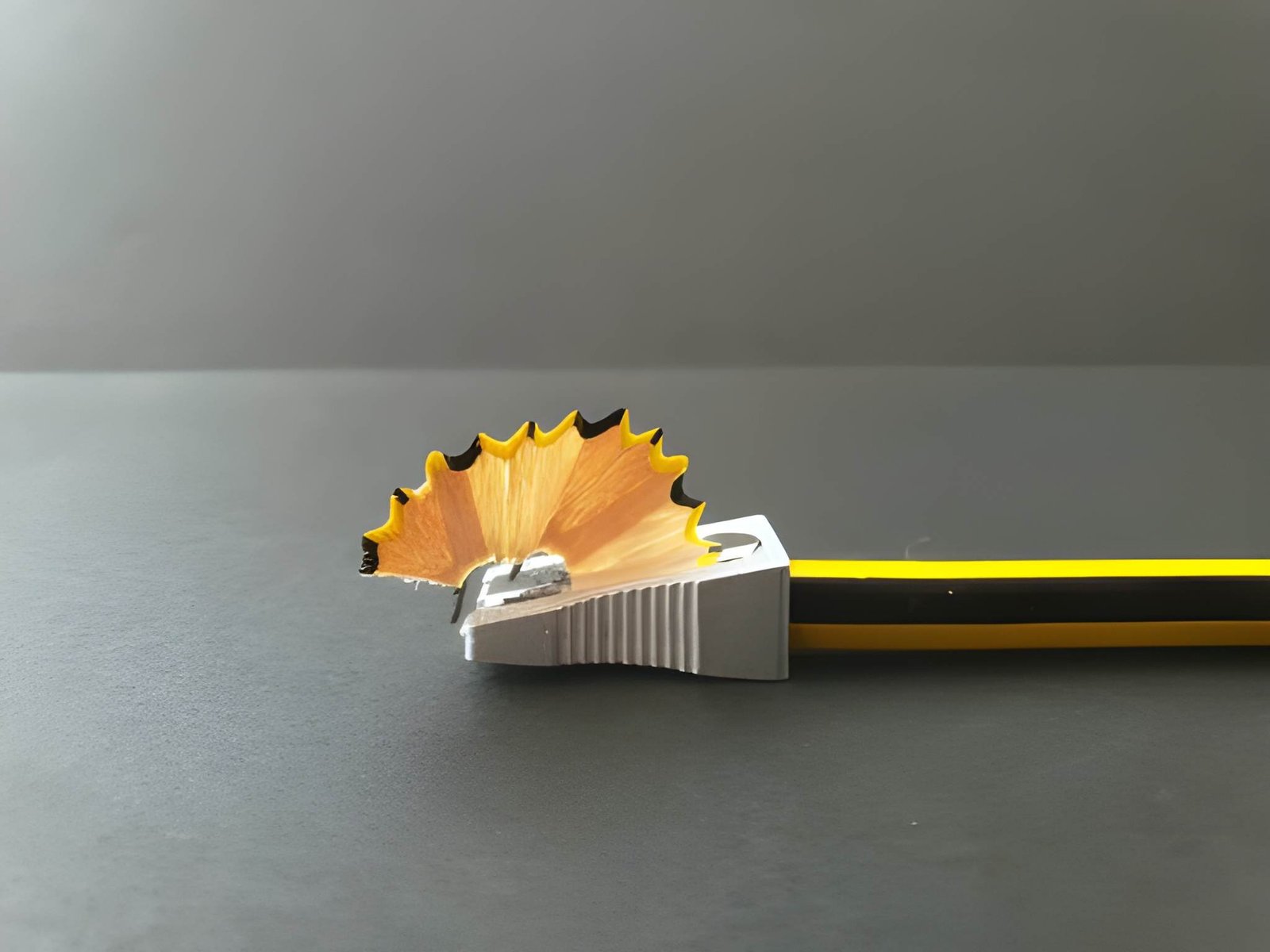 Pencil sharpener starting to sharpen concept of starting