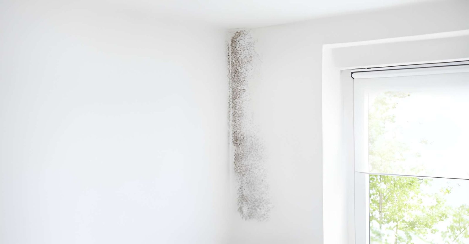 Wall and window with mold banner with copy